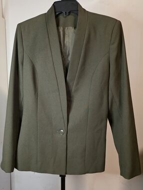 Vintage "Judy's Place" Olive Green Blazer -80's Minimalist Business Jacket